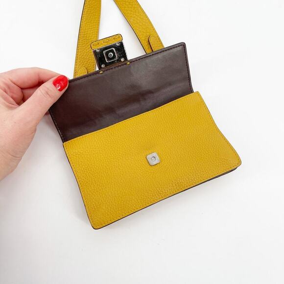 Fendi Tangerine Yellow Leather Selleria Baguette Crossbody Bag - Picture 6 of 16